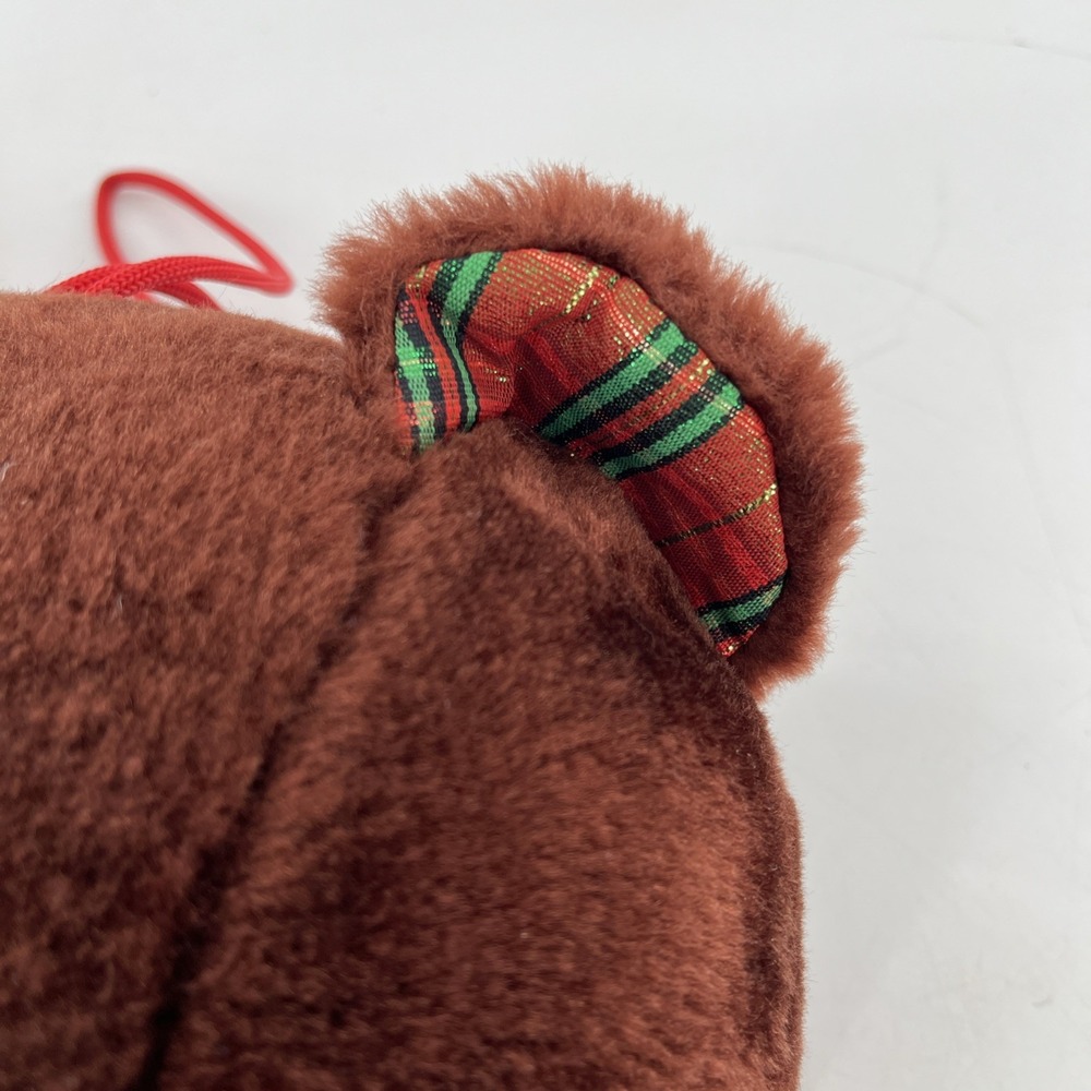 26" Brown Teddy Bear Plush 3D Christmas Stocking Plaid Santa Hat Red Green - Picture 4 of 7